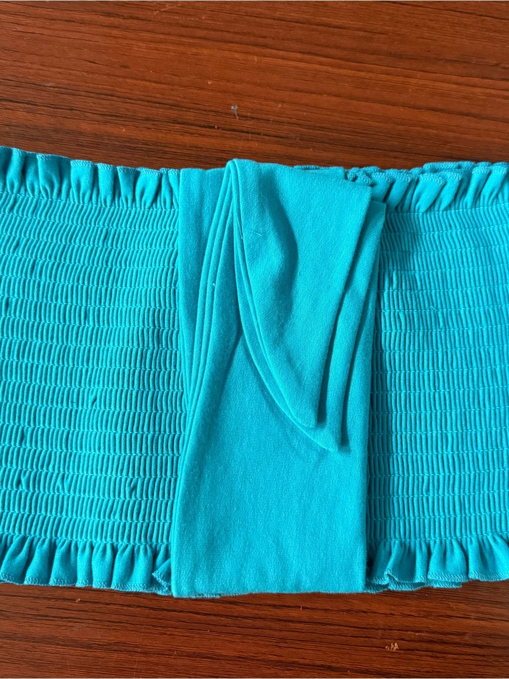 Zenana Outfitters Turquoise Smocked Crop Tube Top